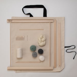20&quot; Frame Loom Weaving Kit / Everything you need to make your own woven wall hanging Grey/Moss