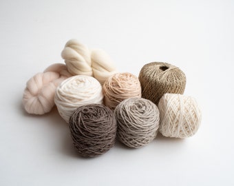 Lot de fibres rose poudré/ivoire/doré - Lot de fils à tisser pour tapisserie et métier à tisser pour cadre