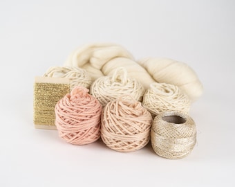 Blush/Cream/Gold or Green/Cream/Gold Weaving Yarn Pack