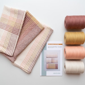 Rigid Heddle Kit | Weave your own kitchen towels | Set of 3 Towels Sunset