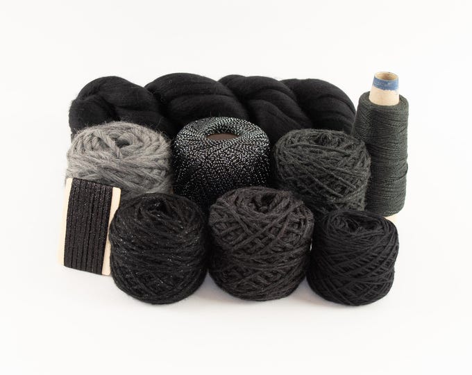 Black - Tapestry Weaving Yarn and Fiber Pack