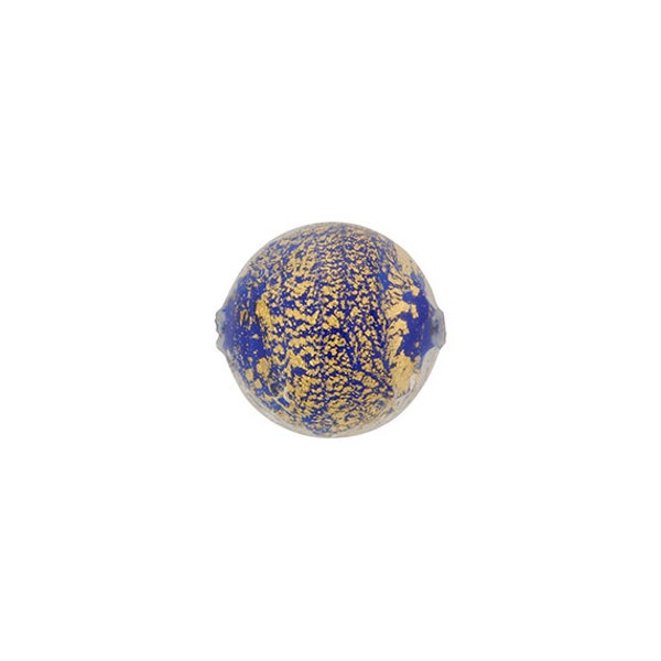 Opaque Lapis Blue 24kt Gold Foil Ca'd'Oro Round 10mm, Murano Glass Bead