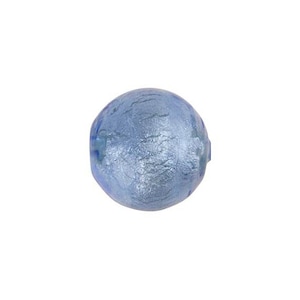Blue with White Gold Foil Murano Glass Bead 12mm Round, Venetian Bead