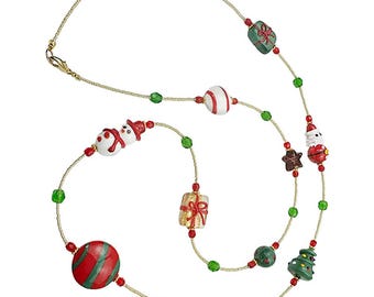 24-Inch Venetian Red Murano 24kt Gold Foil Glass Necklace