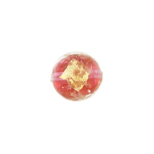 Pink Rubino Murano Glass Luna Round 10mm, 24kt Gold Foil, Sterling Silver Foil and Aventurina