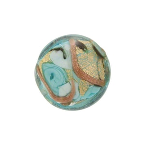 Bed of Roses in Aqua, Disc 16mm Lampwork, Murano Glass Bead