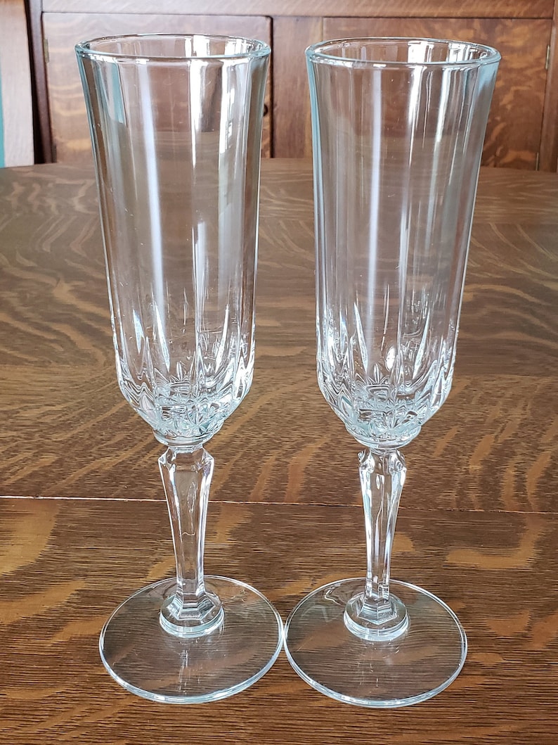 Lead Crystal Champagne Flute Glasses Set of 2 Clear Toasting | Etsy