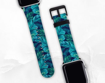 Banana Leaf Band For Apple Watch Series  1, 2, 3, 4, 5, 6, 7 & SE, Watch Band 38/40/41mm 42/44/45mm Apple Watch Strap, Vegan Leather