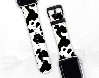 Cow Print Faux Leather Band for Apple Watch - Sizes 38mm 40mm 42mm 44mm - Apple Watch Band Series 3 4 5 6 7 8 SE