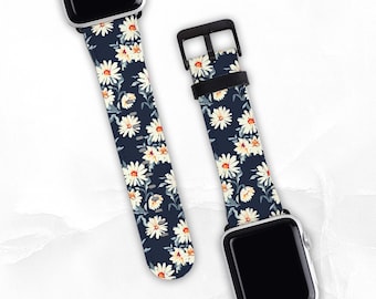 Daisy Band for Apple Watch, Apple Watch Strap, Watch Band 38mm, 40mm, 41mm, 42mm, 44mm, 45mm Series 1, 2, 3, 4, 5, 6, 7 & SE, Vegan Leather