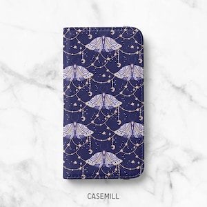 Mystic Moth iPhone Wallet Case: Faux Leather Folio