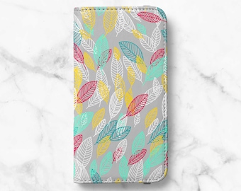 Rainbow Leaf Folio Wallet Case For Samsung Galaxy S22, S22 Plus, S21, S21 Plus, S21 Ultra, S20, S20 Ultra, S10, S10 Plus, S9, S9 Plus, S8,