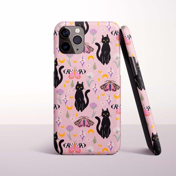 Coque de portable motif papillons de sorcières pour iPhone 17, 16 Pro Max, 16e, 15 Plus, 14 Pro, 13 Mini, 12, 11 - modèles MagSafe, Samsung et Pixel
