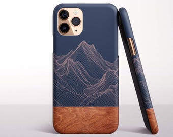 Mountain Line Art Phone Case for iPhone 17, Air, 16 Pro Max, 16e, 15 Plus, 14 Pro, 13 Mini, 12, 11 - MagSafe, Samsung & Pixel Models