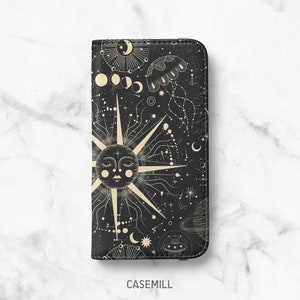 Funda billetera Celestial para iPhone 14, 14 Plus, 14 Pro, 13 Mini, 13 Pro, 12 Pro Max, 12 Pro, 11, 11 Pro Max, SE, XR, XS, 8, 8 Plus