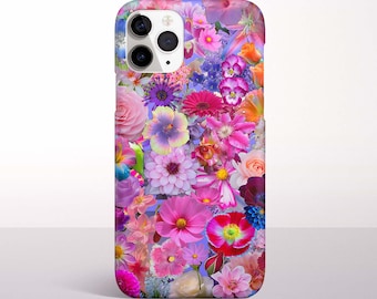 Floral Collage Phone Case | For iPhone 15, iPhone 15 Pro, iPhone 14, iPhone 13, iPhone 12, iPhone 11, SE | Pink Phone Cover