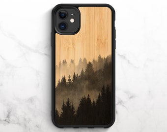 Wooden iPhone Case iPhone 12 Case iPhone 11 Case iPhone XR Case iPhone 8 Case iPhone XS Case iPhone 8 Plus Case Forest Print