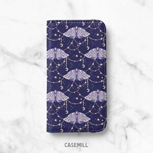 Mystic Moth Phone Case for Samsung Galaxy Wallet Case: Faux Leather Folio