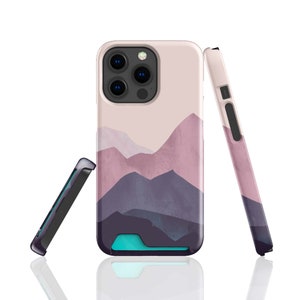 Custodia porta carte Mauve Mountain per iPhone 14 Pro, 14 Plus, 13 Mini, 13 Pro Max, custodia con slot per carte per Samsung S22, S22 Plus, S21 Ultra, S21
