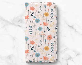 Muted Floral Card Wallet Case For Samsung Galaxy S23, S22 Plus, S21, S21 Plus, S21 Ultra, S20, S20 Ultra, S10, S10 Plus, S9 Plus, S8