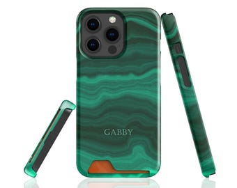 Green Personalized Card Holder Phone Case for iPhone 18 Pro, 16 Pro Max, 15 Plus, 14 Pro, 13 Mini, Samsung S22, S21, Card Slot Case
