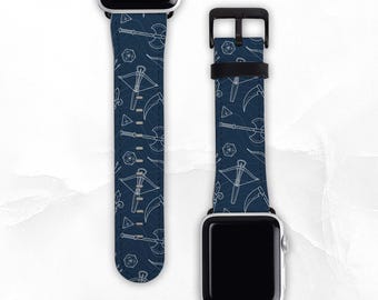 DND Pattern Faux Leather Band for Apple Watch - Sizes 38mm 40mm 42mm 44mm - Apple Watch Band Series 3 4 5 6 7 8 SE