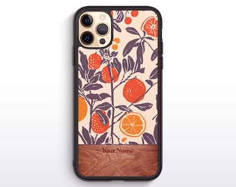 Orange Vintage Phone Case for iPhone & Samsung | Personalised Name Phone Cover