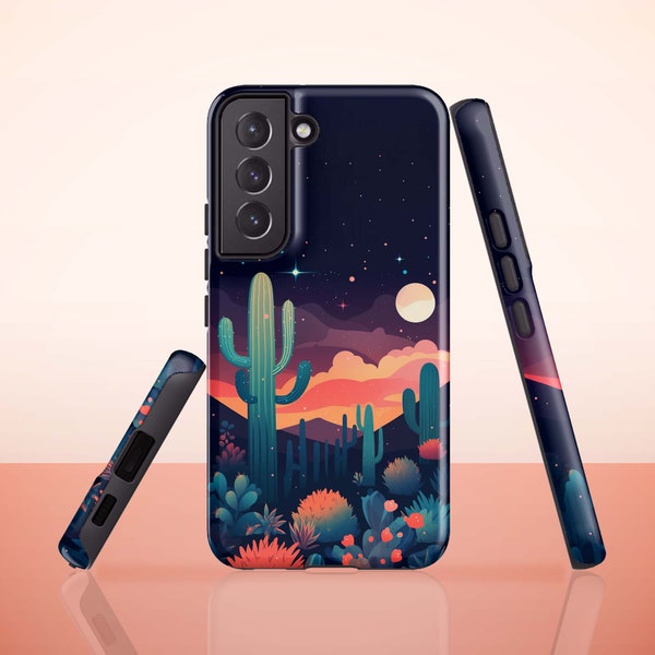 Night Cactus Desert Phone Case for Samsung Galaxy S23, Galaxy S22 Ultra, S21 FE, S20 Plus, S10, S10 Plus, S9, S9 Plus, Galaxy S21