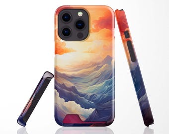 Mountains Card Holder Phone Case for iPhone 18 Pro, 17, 16 Pro Max, 15 Plus, 14 Pro, 13 Mini, Samsung S22, S21 Ultra, Card Slot Case