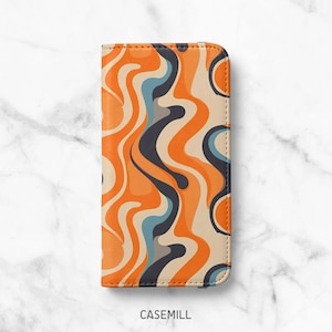 Orange Flow Card Wallet Case For Samsung Galaxy S23, S22 Plus, S21, S21 Plus, S21 Ultra, S20, S20 Ultra, S10, S10 Plus, S9 Plus, S8