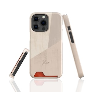 Funda para teléfono con tarjetero personalizado en beige para iPhone 17, 16 Pro Max, 15 Plus, 14 Pro, 13 Mini, Samsung S22, S21 Ultra, con ranura para tarjetas