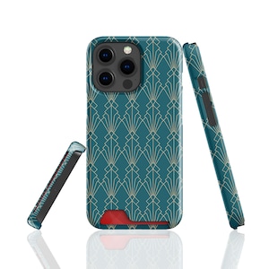 Étui porte-cartes Art déco pour iPhone 14 Pro, 14 Plus, 13 Mini, 13 Pro Max, avec fente pour carte pour Samsung S22, S22 Plus, S21 Ultra, S21