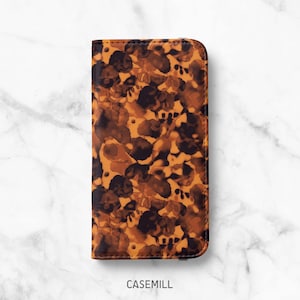 Tortoise Shell Print Wallet Case for iPhone 14, 14 Plus, 14 Pro, 13 Mini, 13 Pro, 12 Pro Max, 12 Pro, 11, 11 Pro Max, SE, XR, XS, 8, 8 Plus