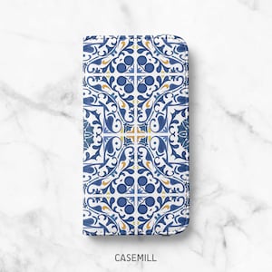 Portugiese Tile Portemonnaie für iPhone 14, 14 Plus, 13 Pro, 13 Mini, 12 Mini, 12 Pro Max, Folio Case für iPhone XR, XS, SE (2020), 8, 7 Plus