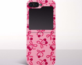 Pink Cherry Coquette Phone Case for Samsung Galaxy Z Flip 8, 7, 6/7 FE, 5, 4, 3 Models