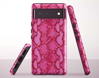 Pink Snakeskin Pattern Phone Case for Google Pixel 10 Pro XL, 9a, 8 Pro, 8a, 7a, 6 Pro - Samsung & iPhone Models