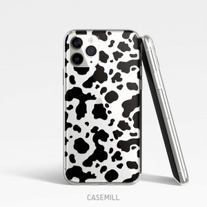 Cow Print Clear Case for iPhone 14 Plus, 13 Mini, 12 Pro Max, 11, SE, Samsung S22, S21 Plus, S20 Ultra, S20 FE, Pixel 5, 4a, 3 XL