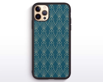 Art Deco Pattern Phone Case for iPhone & Samsung | Geometric Green Phone Cover