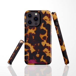 Étui pour cartes écaille de tortue pour iPhone 14 Pro, 14 Plus, 13 Mini, 13 Pro Max avec emplacement pour carte pour Samsung S22 Plus, S22 Ultra, S21 porte-cartes