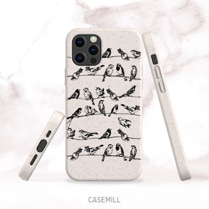 Biologisch abbaubare Vogel Handyhülle passend für iPhone 17, Air, 16 Pro Max, 15 Plus, 14 Pro, 13 Mini, 12, 11 - Samsung S25, S24 Ultra, S23 Plus, S22