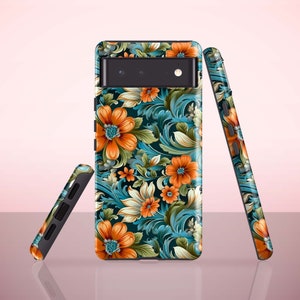 Turquoise Floral Phone Case for Google Pixel 7, Pixel 6 Pro, Pixel 6, Pixel 5, Pixel 4a, Pixel 4, Pixel 4 xl, Pixel 3a, Pixel 3