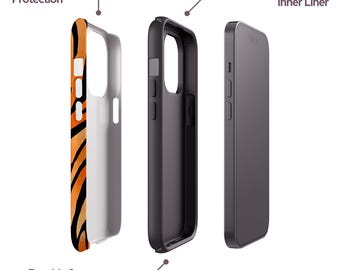 Tiger Print Phone Case for iPhone 17, 16 Pro Max, 16e, 15 Plus, 14
