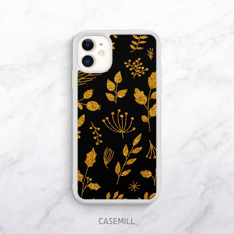 Gold Floral Case for iPhone 13, 13 Mini, 12 Pro, 12 Pro Max, SE, XR, Case for Samsung S22, S22 Plus, S21 Ultra, S20, S20 Plus image 3