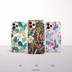 iPhone 17、16 Pro Max、16e、15 Plus、14 Pro、13 Mini、12、11用トロピカルフローラルスマホケース - MagSafe、Samsung、Pixelモデル対応