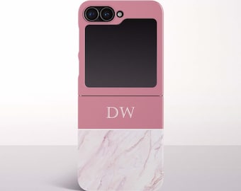 Blush Pink Marble Personalized Phone Case for Samsung Galaxy Z Flip 7, 6/7 FE, 5, 4, 3 Models