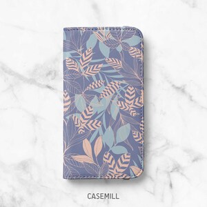 Purple Floral iPhone Wallet Case: Faux Leather Folio