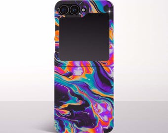 Cosmic Neon Marble-telefoonhoesje voor Samsung Galaxy Z Flip 7, 6/7 FE, 5, 4, 3 modellen
