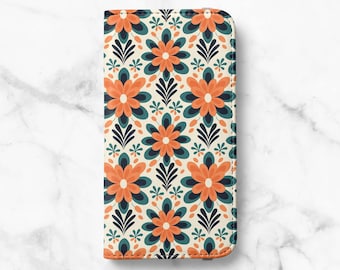 Retro Floral Wallet Phone Case for Samsung Galaxy S26, S25, S24 Ultra, S23 Plus, S22, S21, S20 - Faux Leather Folio Flip Cover