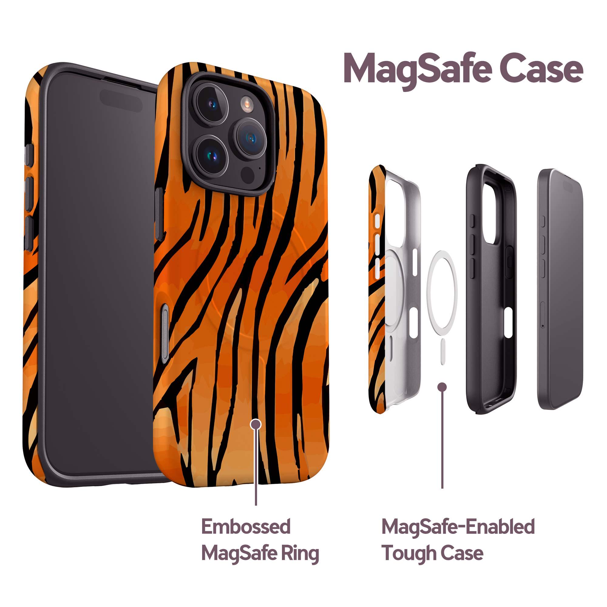 Tiger Print Phone Case for iPhone 17, 16 Pro Max, 16e, 15 Plus, 14