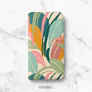 Jungle Print Wallet Case For iPhone 14 Pro Max, 14 Plus, 14, 13 Mini, 13 Pro, 12, 12 Pro Max, 11, 11 Pro, SE, XR, Folio Case